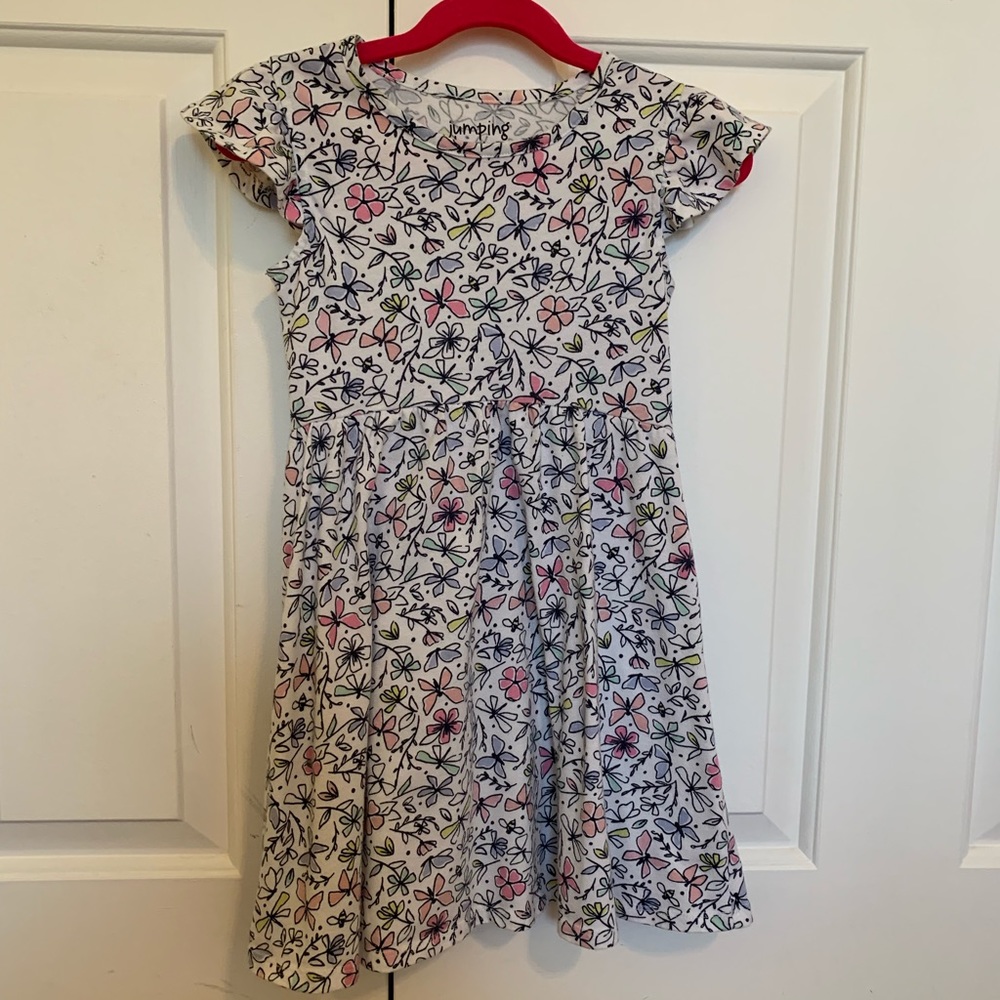 Girls butterfly and flower pattern dress